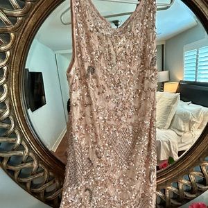 Aiden Mattox beaded champagne cocktail dress